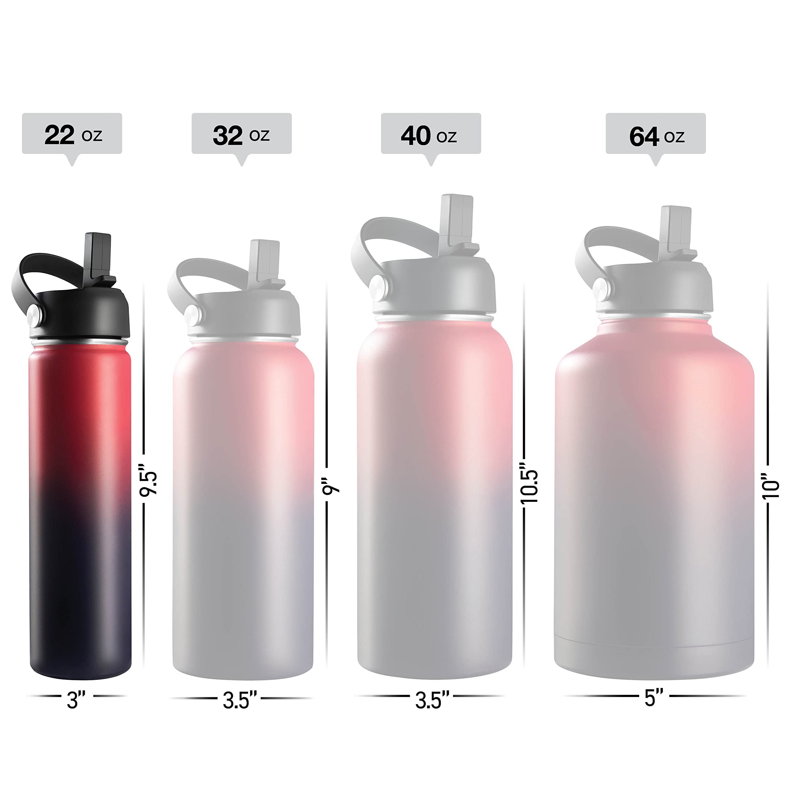 Brewberry Sports Bottle and Travel Mug for Hot and Cold Beverages  Wide Mouth  Double Wall Insulated Hydration Sports Water Bottle for Hiking  Biking  and Activities  22 OZ BPA Free